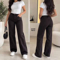 Pantalon large avec strass 023280