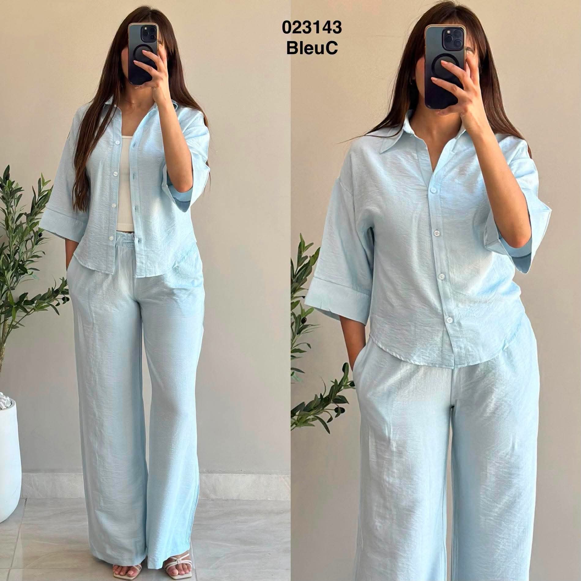 Ensemble 2 pièces chemise oversize + pantalon pour femme Sympatico Tunisie – vue 5