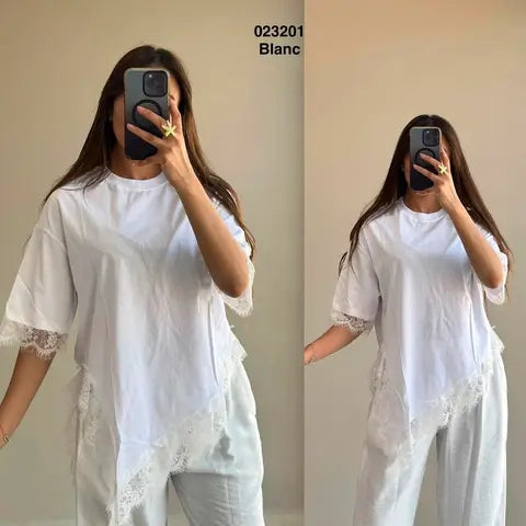 Pull avec un détail chic en dentelle 023201
