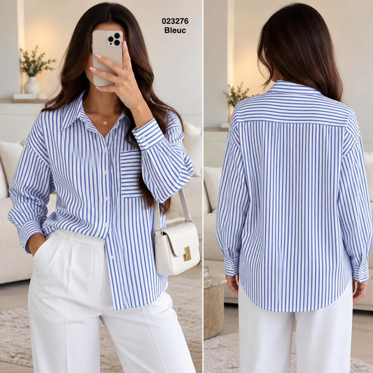 Chemise rayé avec poche 023276