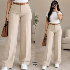 Pantalon large sans plis avec ceinture 023265
