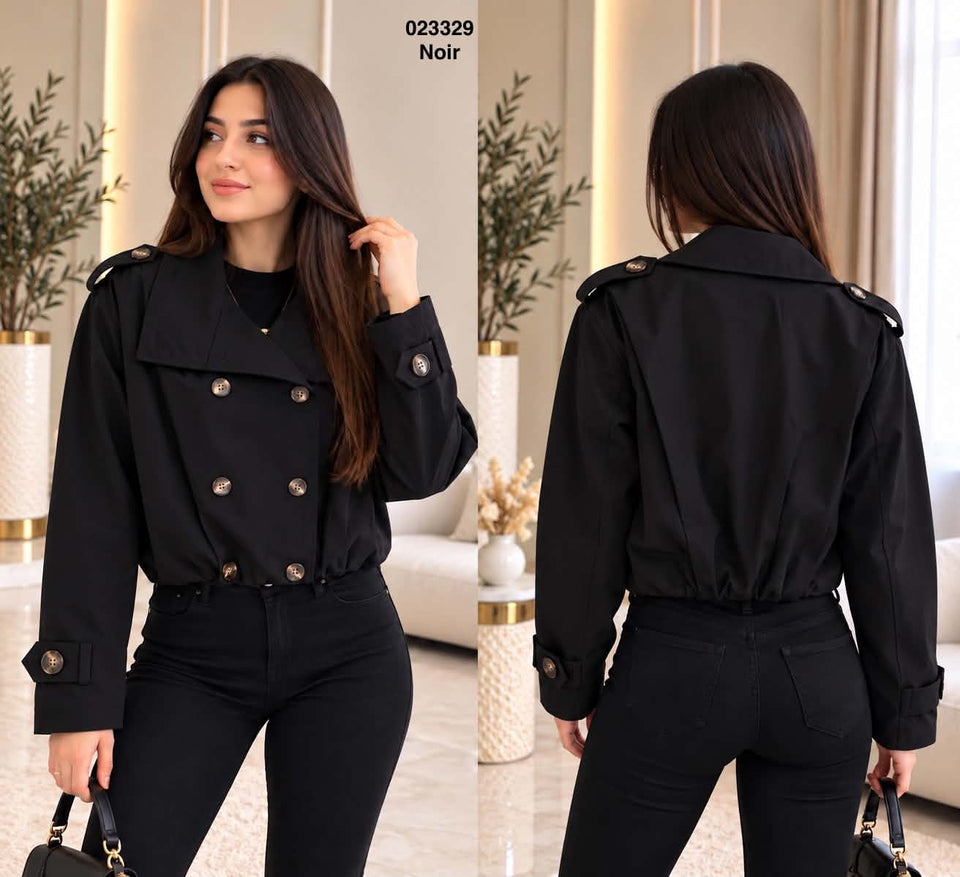 Veste courte a double boutonnage col a revers 023329