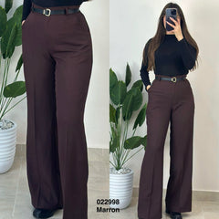 Pantalon large avec ceinture pour femme Sympatico Tunisie – vue 7
