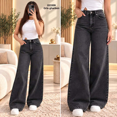 Pantalon large taille smockée 023309