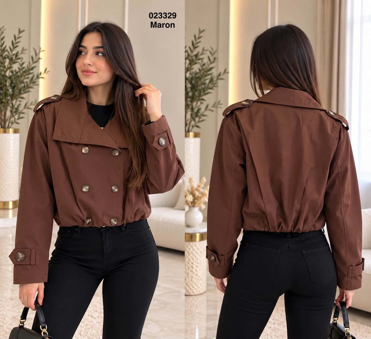Veste courte a double boutonnage col a revers 023329