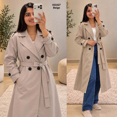 Trench croisé avec ceinture et boutons 023327