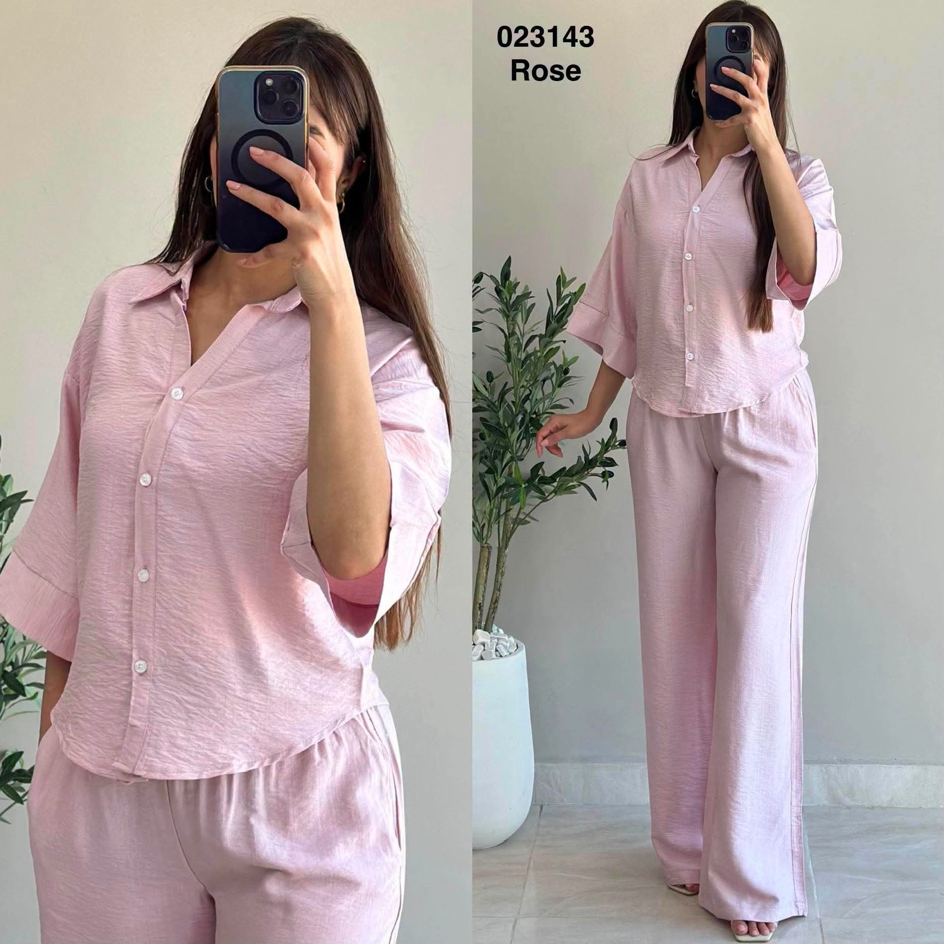 Ensemble 2 pièces chemise oversize + pantalon pour femme Sympatico Tunisie – vue 8