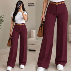 Pantalon large sans plis avec ceinture 023265