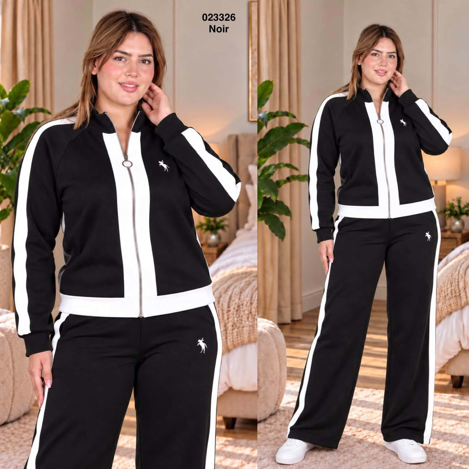 Ensemble jogging motif polo coupe large avec veste zippée 023326