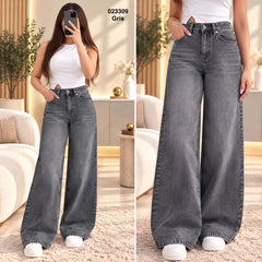 Pantalon large taille smockée 023309
