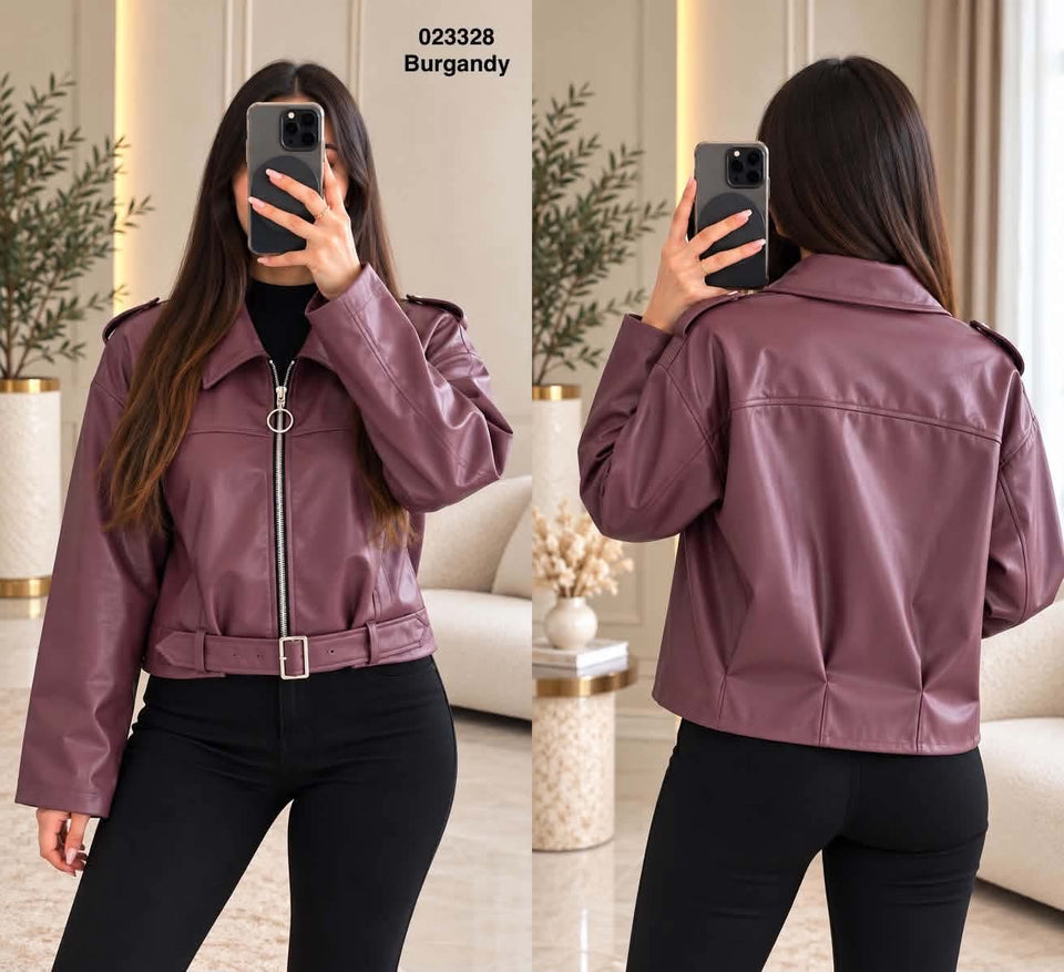 Vest cuir avec ceinture 023328
