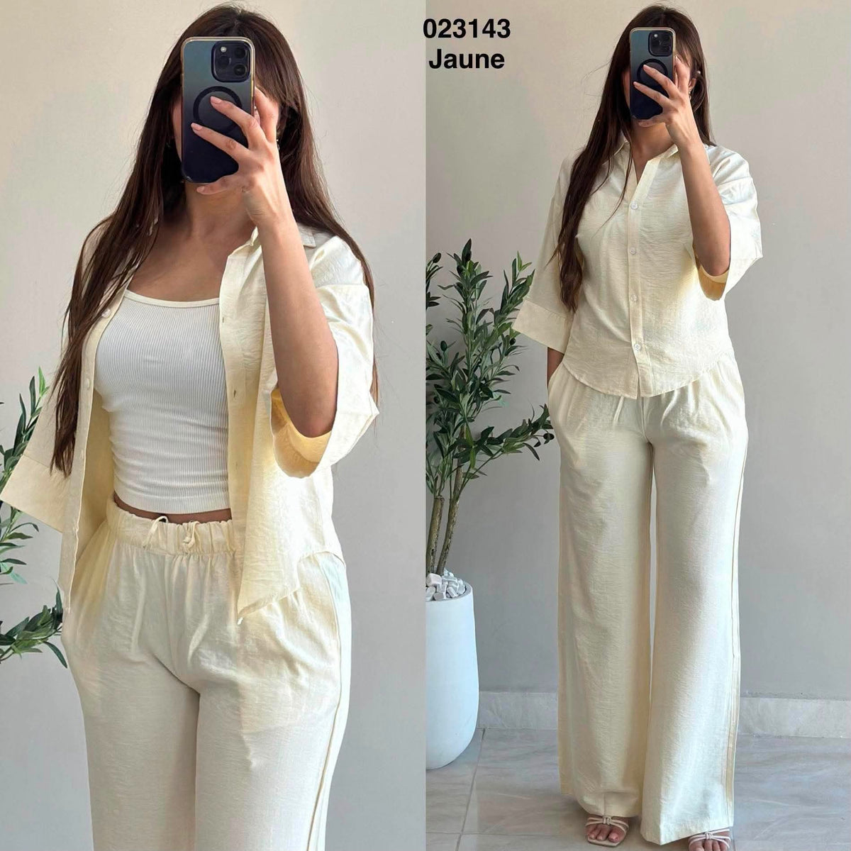 Ensemble 2 pièces chemise oversize + pantalon pour femme Sympatico Tunisie – vue 6