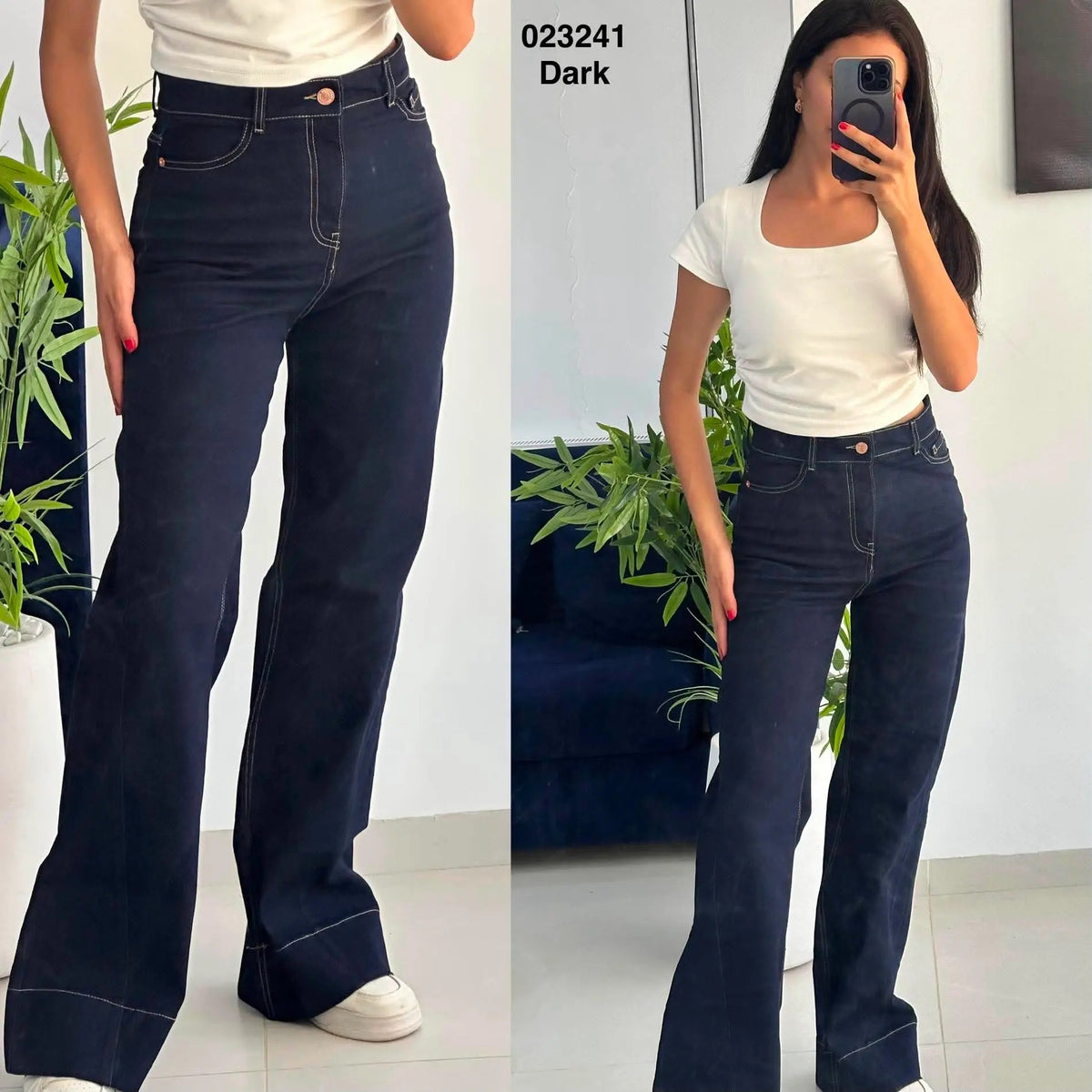 Pantalon large jambes évasées 023241