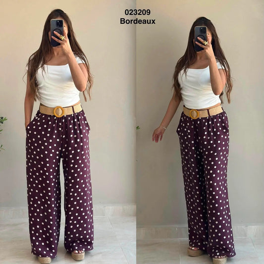 Pantalon pois avec ceinture 023209