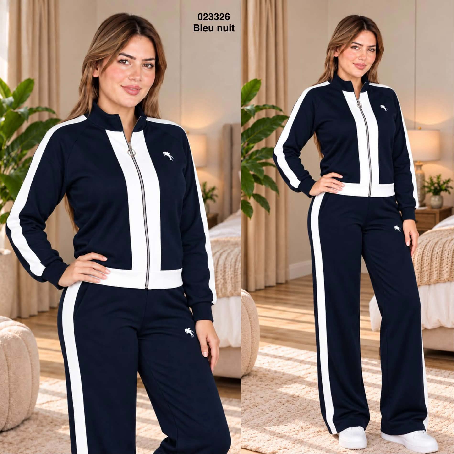 Ensemble jogging motif polo coupe large avec veste zippée 023326
