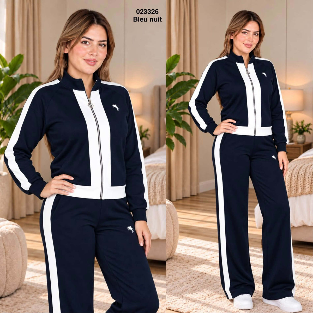 Ensemble jogging motif polo coupe large avec veste zippée 023326