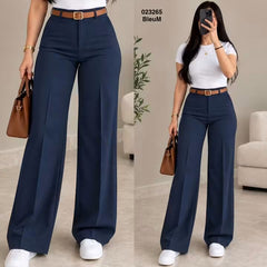 Pantalon large femme sans plis avec ceinture – 023265