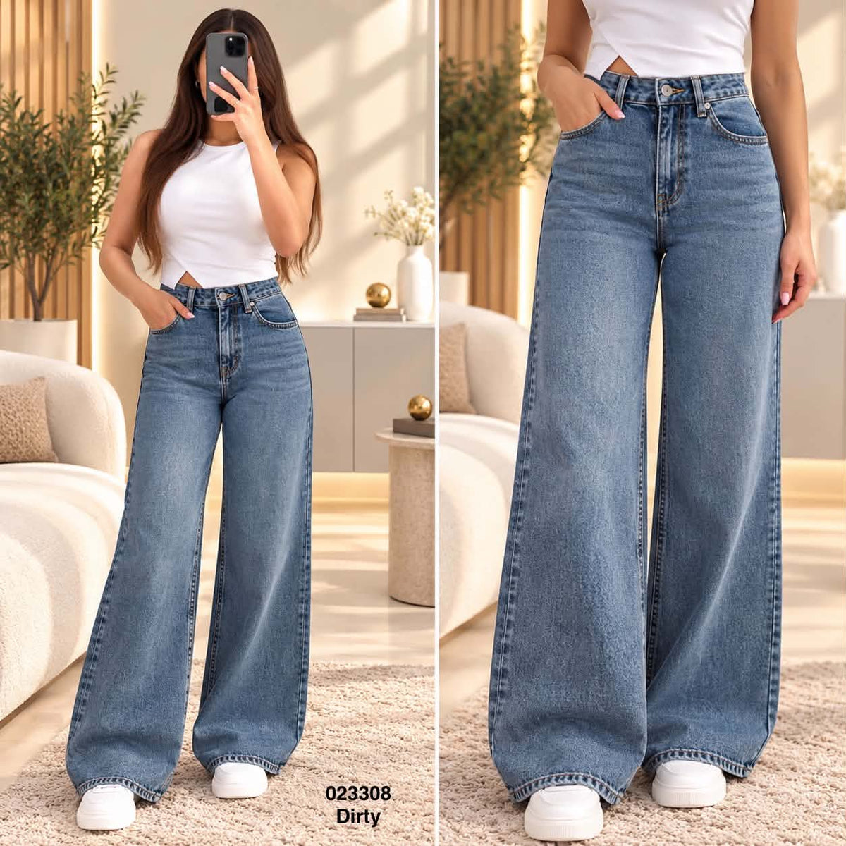 Pantalon large simple 023308