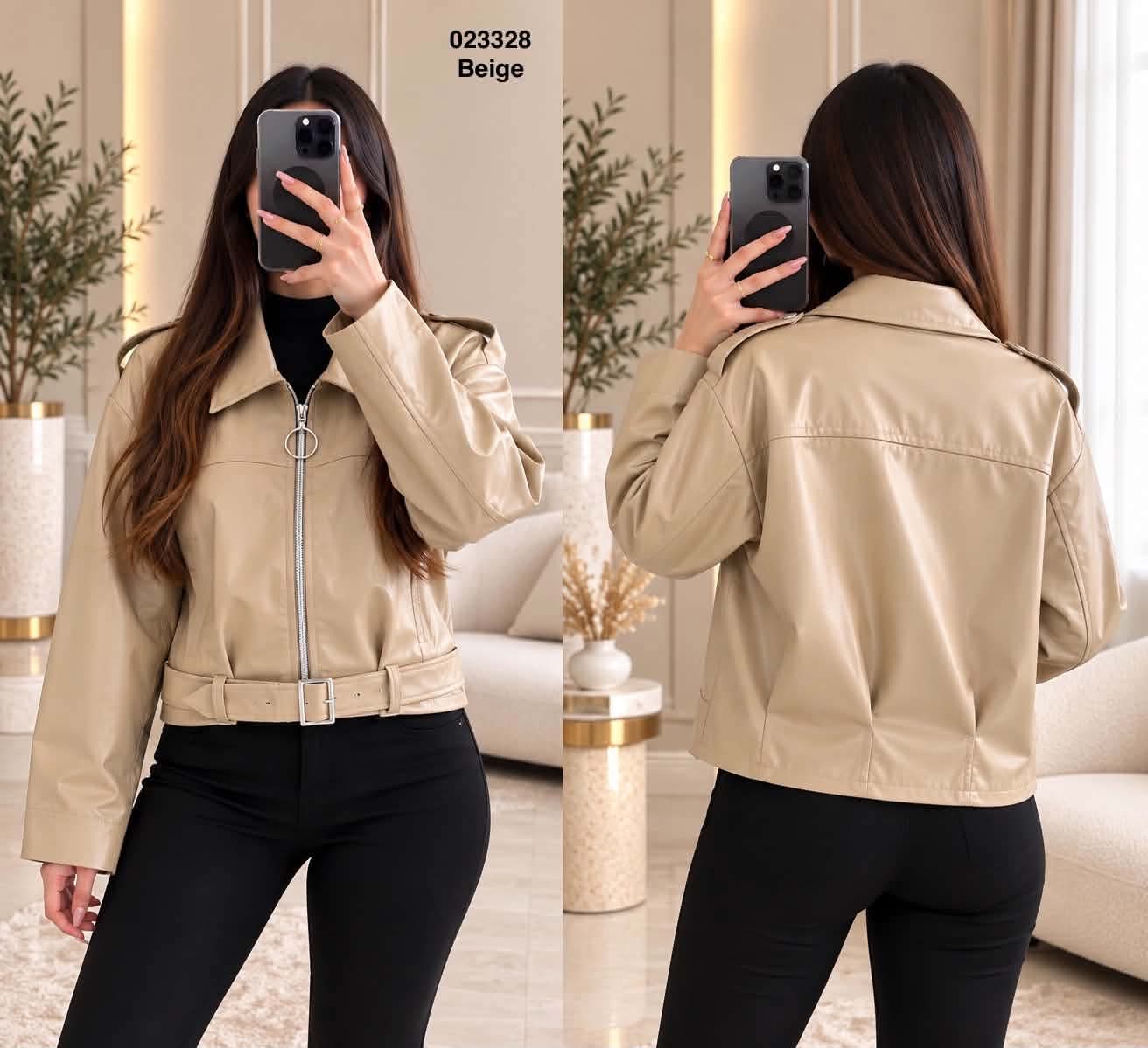Vest cuir avec ceinture 023328