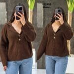 Pul laine col chemise avec boutons 2536