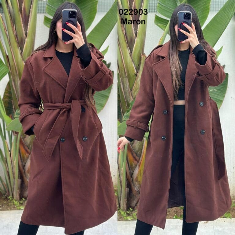 Manteaux cachemire avec boutons et ceinture femme - Sympatico Tunisie