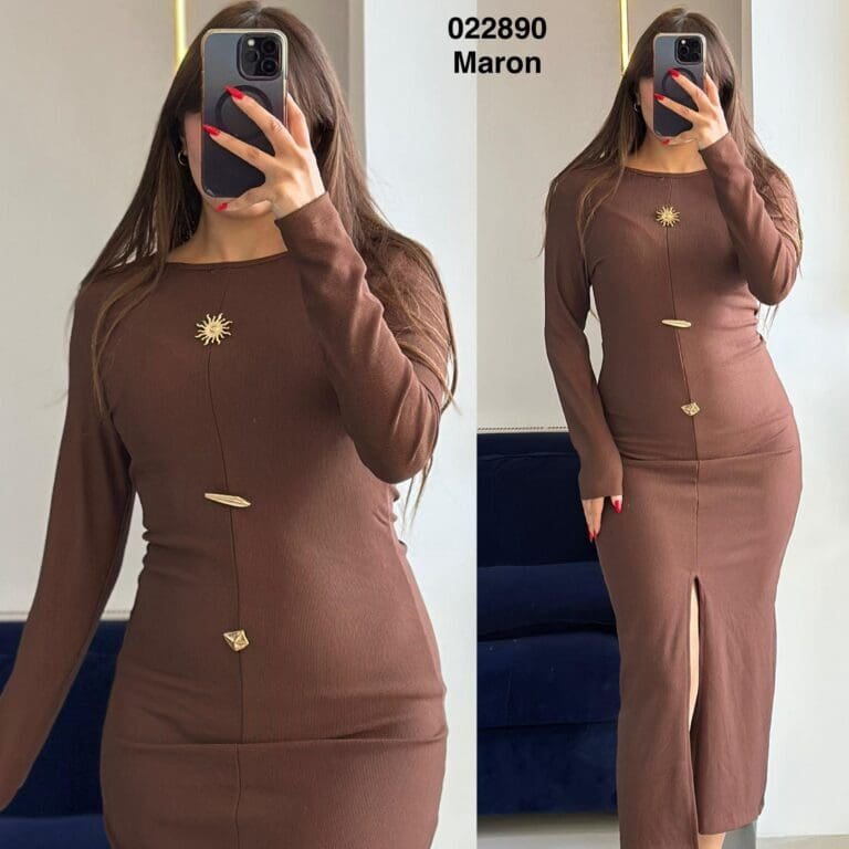 Robe long 3 logo avec fente 4446 femme - Sympatico Tunisie