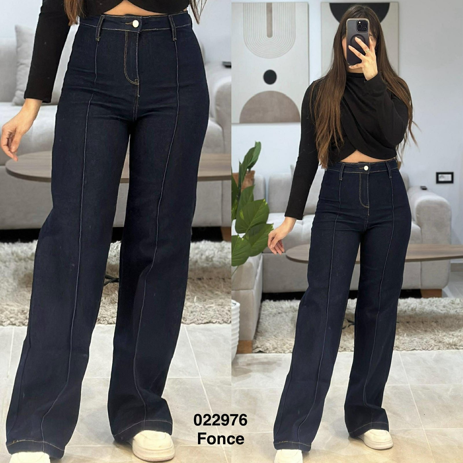 Pantalon large avec ligne