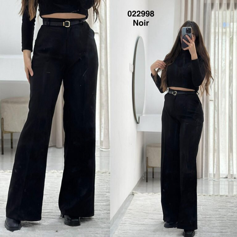 Pantalon large avec ceinture femme - Sympatico Tunisie