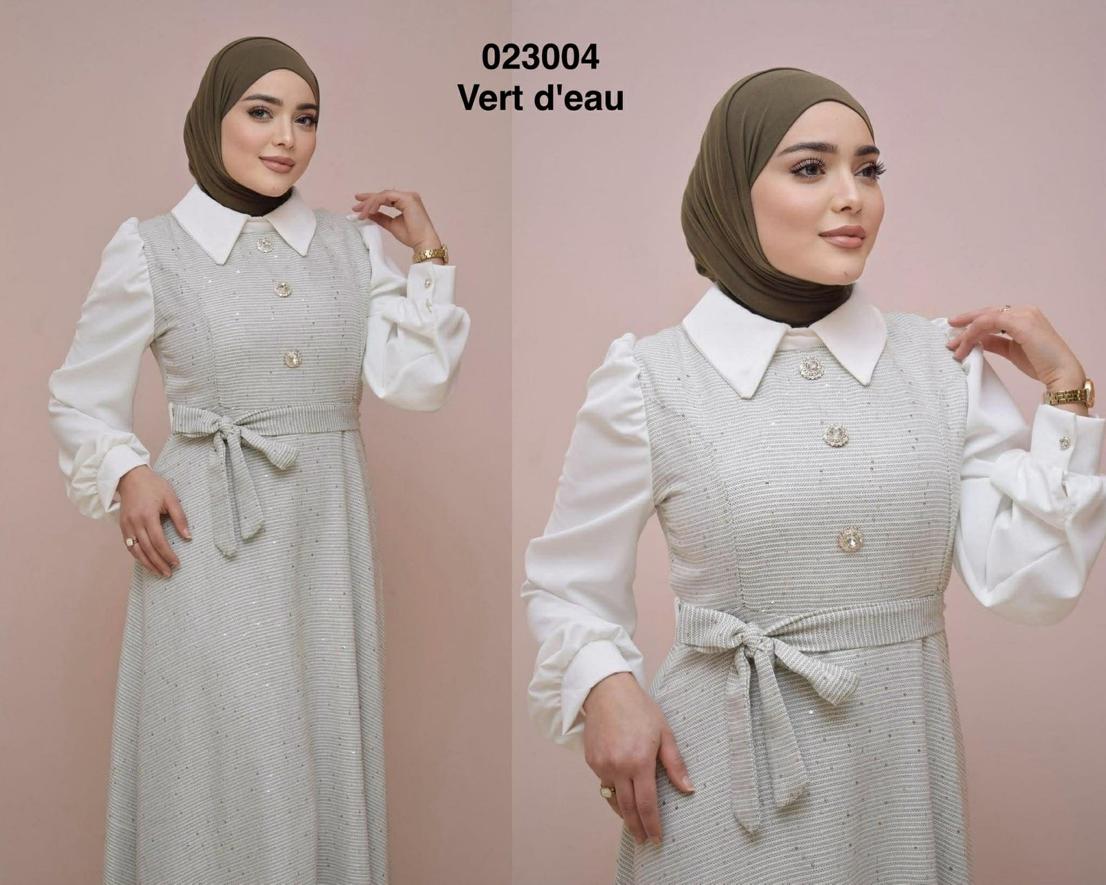 Robe long col chemise avec boutons